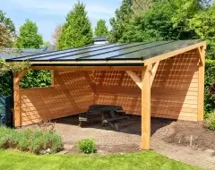 Douglas hout solar veranda vrijstaand met zijwanden en afvoerset