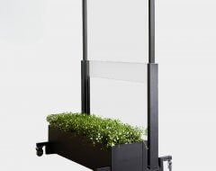 Windscherm met plantenbak op wielen